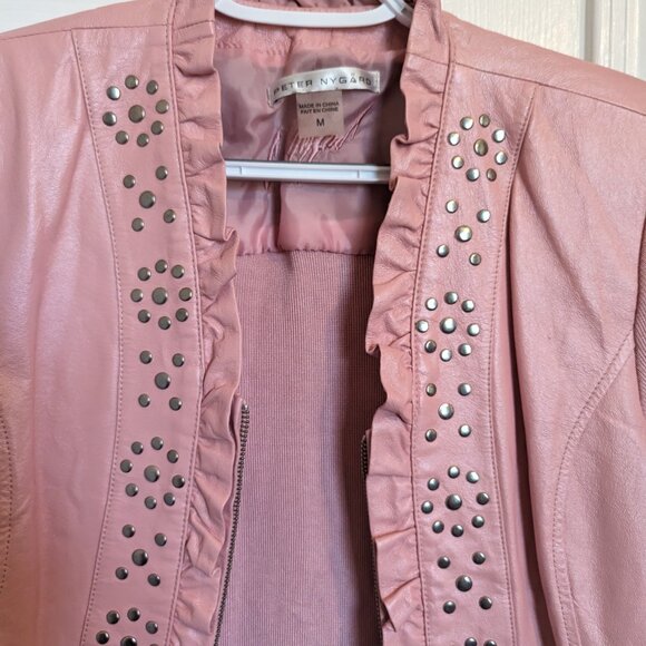 Pearl Pink STUDDED LEATHER & Knit Jacket! | M | Nygard | EUC - Picture 3 of 9
